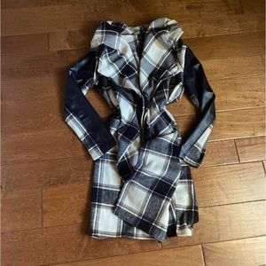 Checkered/Leather Coat